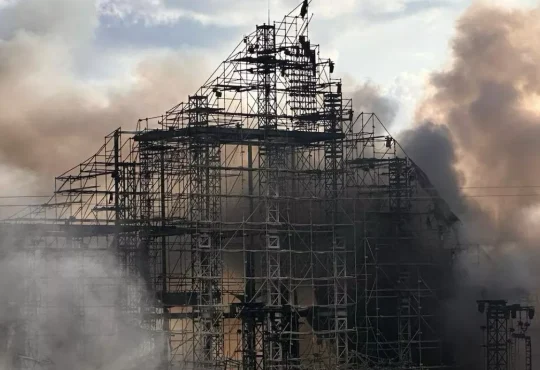 Burnt Tomorrowland 2025 main stage in Boom, Belgium after fire incident before the festival