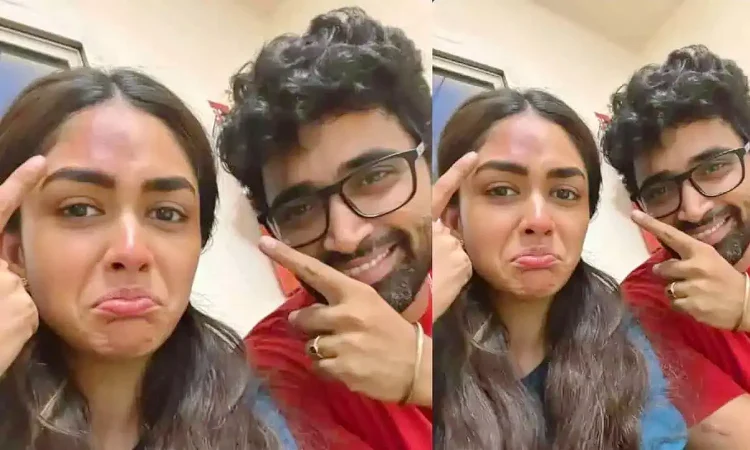 Mrunal Thakur and Adivi Sesh on Dacoit set after injury during stunt scene