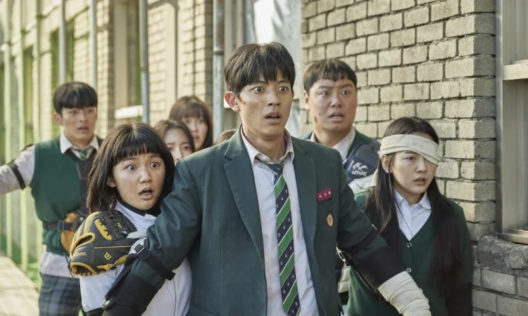 Poster of All of Us Are Dead Season 2 with cast members from the Netflix zombie series