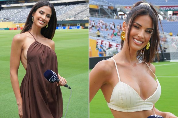 DAZN reporter in a sleek braless dress at the Club World Cup 2025, captivating fans and going viral online