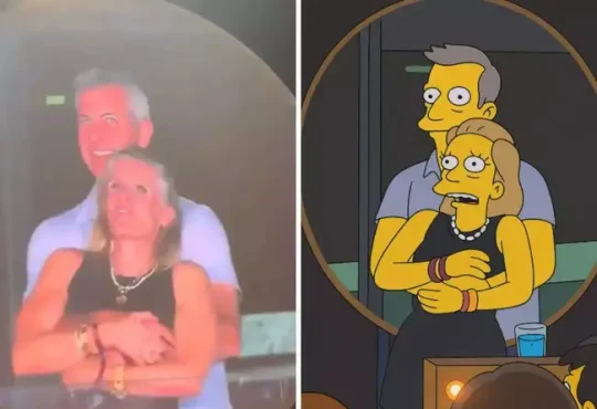 Andy Byron and Kristin Cabot kiss cam moment at Coldplay concert compared to Simpsons prediction