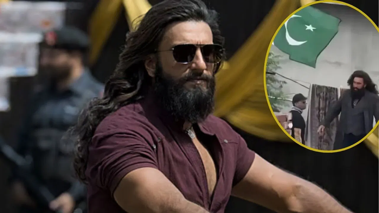 Ranveer Singh on Dhurandhar movie set with Pakistani flag in background – Pakistani flag controversy