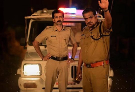 Roshan Mathew and Dileesh Pothan in Ronth Malayalam movie still from the intense cop thriller