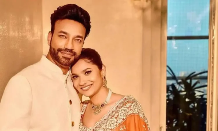 Vicky Jain showing his injured hand after the accident, with Ankita Lokhande supporting him