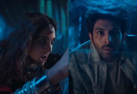Poster collage of top Bollywood horror-thriller movies including Golmaal Again, Bhool Bhulaiyaa, Stree, Raaz, and Tumbbad