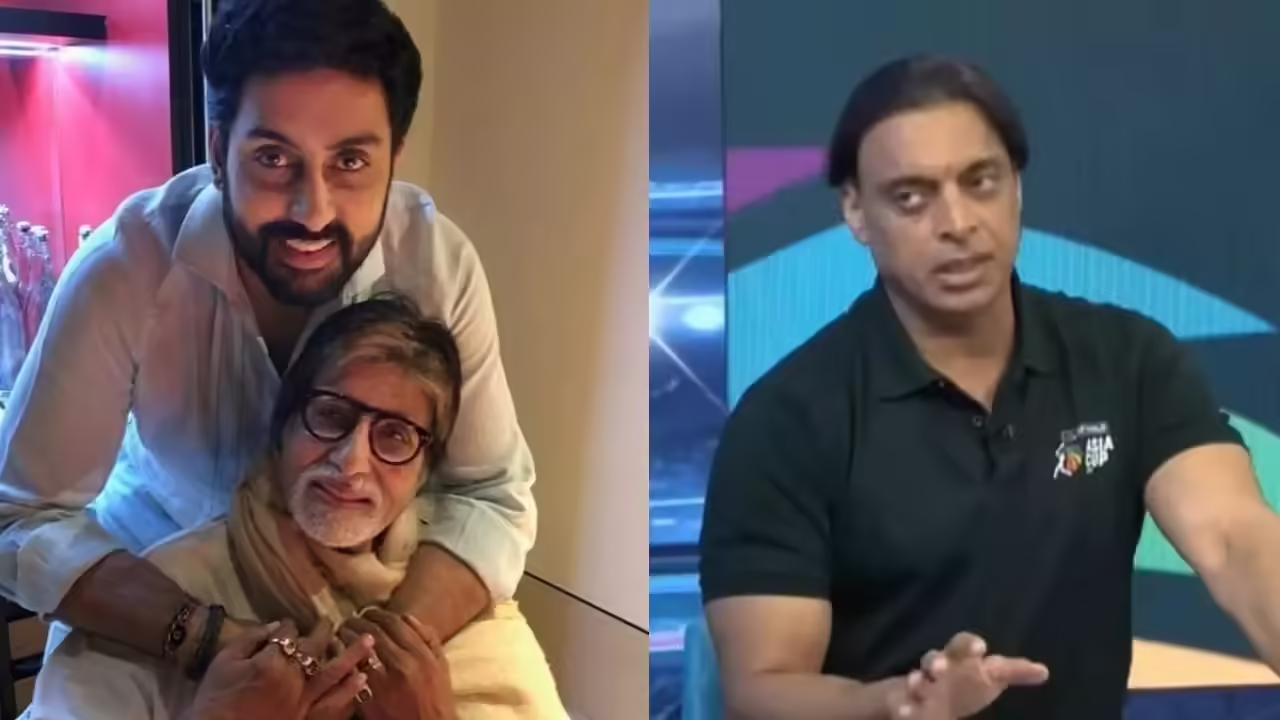 Amitabh Bachchan reacting humorously to Shoaib Akhtar after India beats Pakistan in Asia Cup 2025