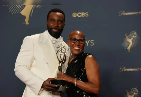 Tramell Tillman and Owen Cooper at Emmys 2025 as The Studio celebrates 12 awards