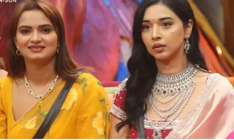 Bigg Boss Season 19 contestants Neelam Giri, Tanya Mittal, and Nehal Chudasama in a heated house confrontation