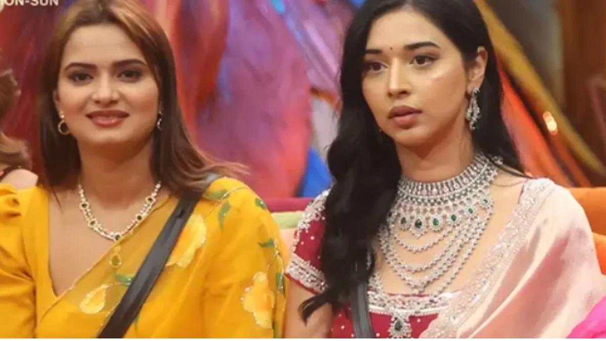 Bigg Boss Season 19 contestants Neelam Giri, Tanya Mittal, and Nehal Chudasama in a heated house confrontation