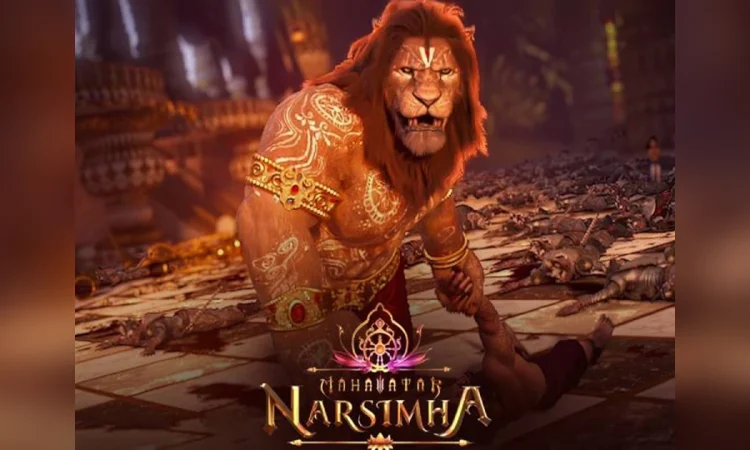 Mahavatar Narsimha OTT release poster showing animated Narasimha avatar from Ashwin Kumar’s blockbuster movie