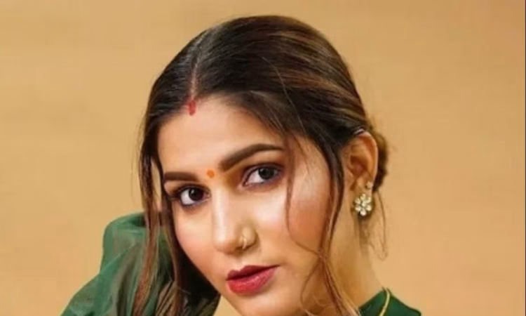 Sapna Choudhary performing on stage during Chittorgarh show with collapsed dome in background