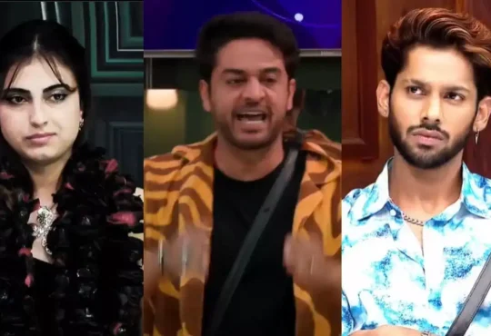 Farrhana Bhatt celebrating after winning Bigg Boss 19 captaincy as Gaurav Khanna reacts angrily