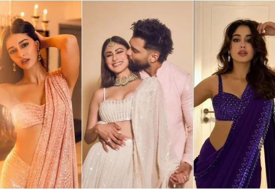 Mouni Roy, Janhvi Kapoor, and Ananya Panday showcasing Diwali fashion inspiration