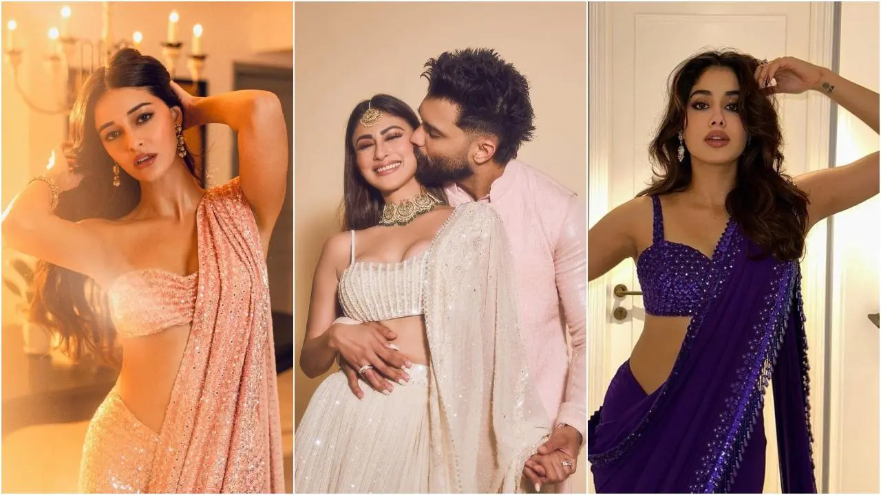 Mouni Roy, Janhvi Kapoor, and Ananya Panday showcasing Diwali fashion inspiration