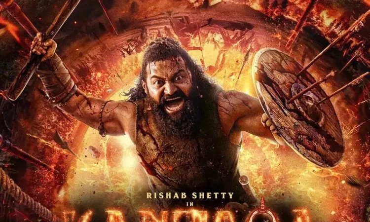 Kantara Chapter 1 movie poster showing Rishab Shetty