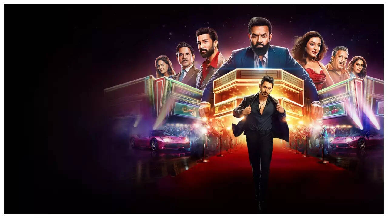 Collage of Bollywood stars, business graphs, and trending global news headlines