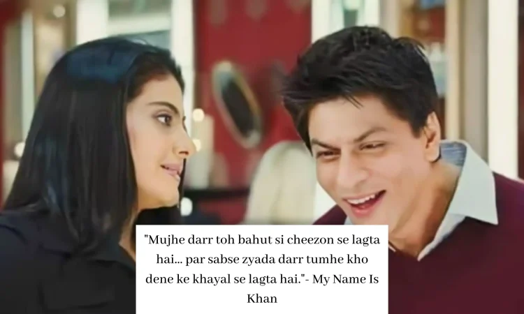 Shah Rukh Khan delivering an iconic dialogue from a Bollywood movie