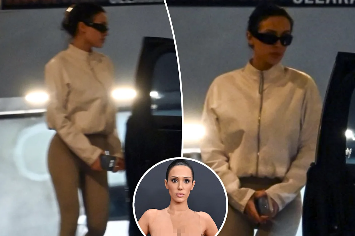 Bianca Censori wearing a futuristic avant-garde outfit at a 2025 public event