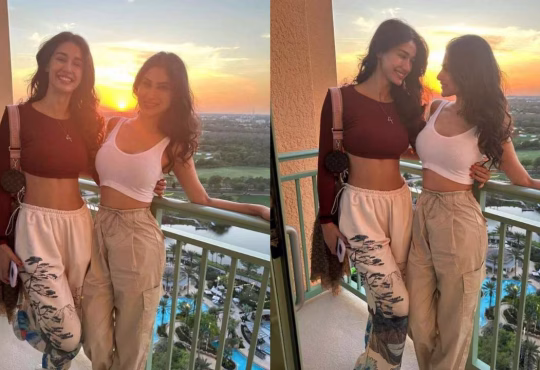 Mouni Roy and Disha Patani posing at a Bollywood event, highlighting net worth comparison