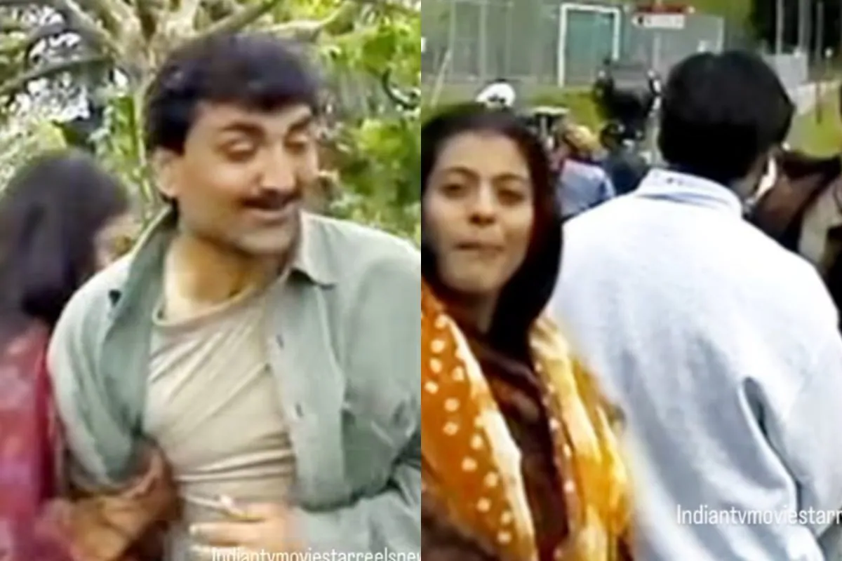 Bollywood stars behind the scenes during film shoot with crew and directors