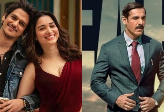Bollywood celebrities at an award show with glamorous outfits, representing the latest Bollywood news