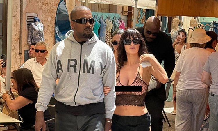 Bianca Censori attending a public event showcasing her avant-garde fashion and architectural-inspired style