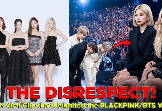 BLACKPINK seated while BTS return to their seats at an awards show, sparking controversy