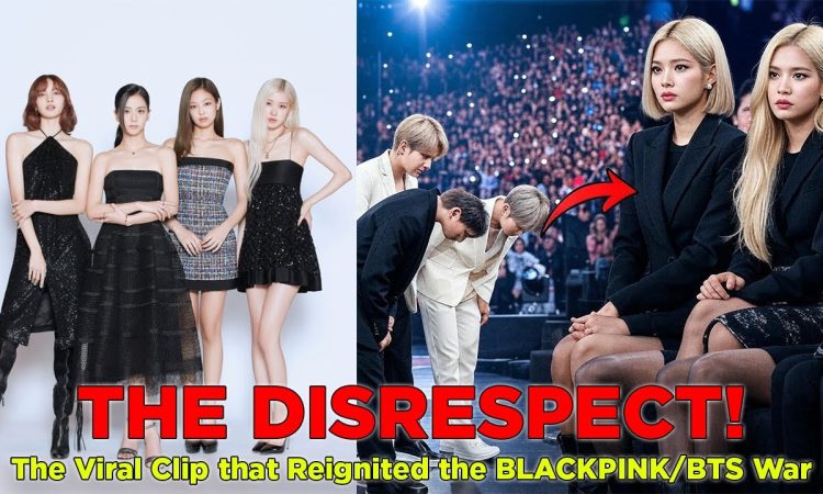 BLACKPINK seated while BTS return to their seats at an awards show, sparking controversy
