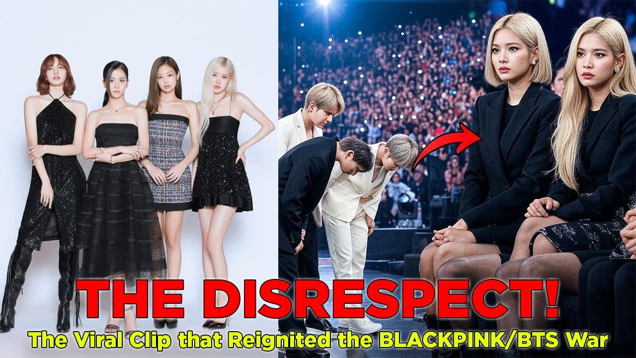 BLACKPINK seated while BTS return to their seats at an awards show, sparking controversy