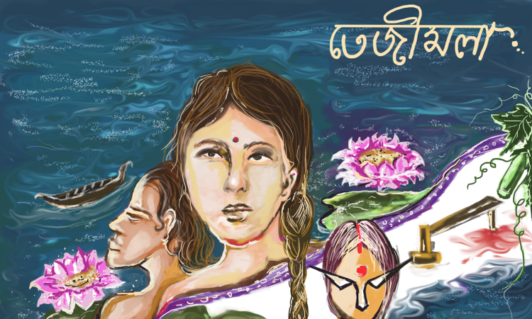 Young Assamese women performing Sattriya dance celebrating Assamese arts and culture