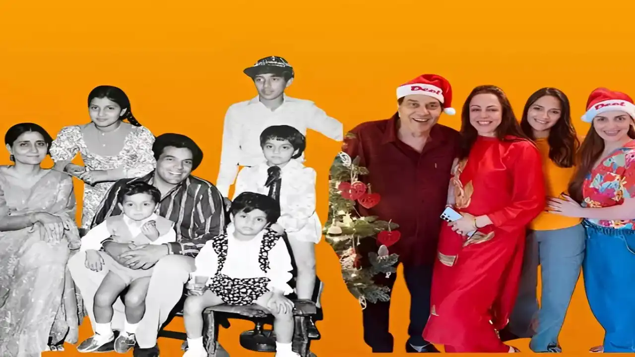 Dharmendra with his wives, children, and grandchildren