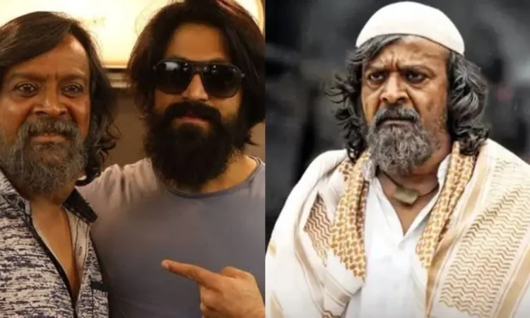Harish Rai, veteran Kannada actor known for KGF, smiling on set