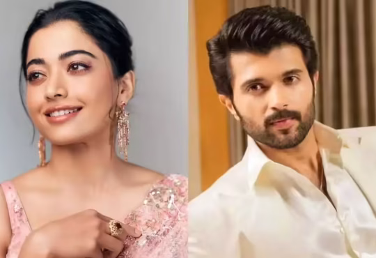 Rashmika Mandanna and Vijay Deverakonda posing together, rumored wedding couple