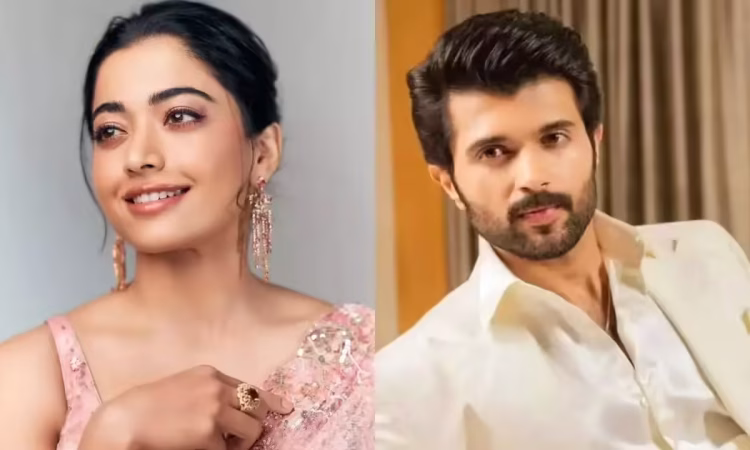 Rashmika Mandanna and Vijay Deverakonda posing together, rumored wedding couple