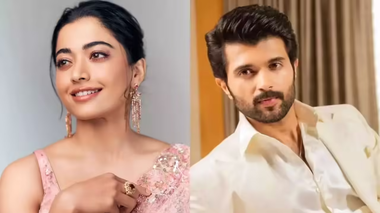 Rashmika Mandanna and Vijay Deverakonda posing together, rumored wedding couple