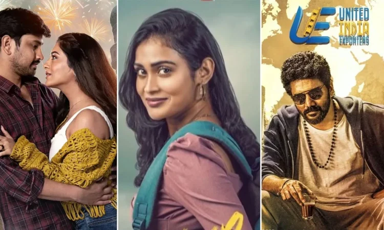 South Indian movie posters for Vilaayath Budha, Maarnami, and Theeyavar Kulai Nadunga