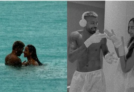 Hardik Pandya and Mahieka Sharma sharing a romantic moment by the beach