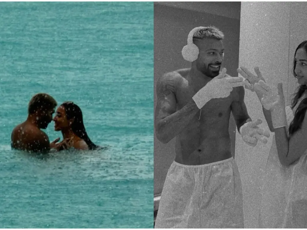 Hardik Pandya and Mahieka Sharma sharing a romantic moment by the beach