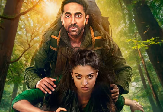 Thamma movie poster showing Ayushmann Khurrana and Rashmika Mandanna with box office Day 15 collection Rs 124 crore