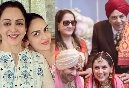 Esha Deol meeting Dharmendra’s first wife Prakash Kaur with Sunny Deol supporting