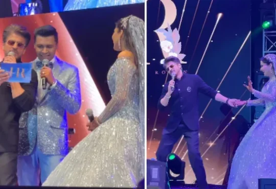 Shah Rukh Khan dancing at a Delhi wedding for the bride, performing Bholi Si Surat