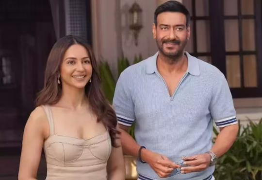 Ajay Devgn and Rakul Preet Singh promoting De De Pyaar De 2 with box office Day 8 collection highlighted