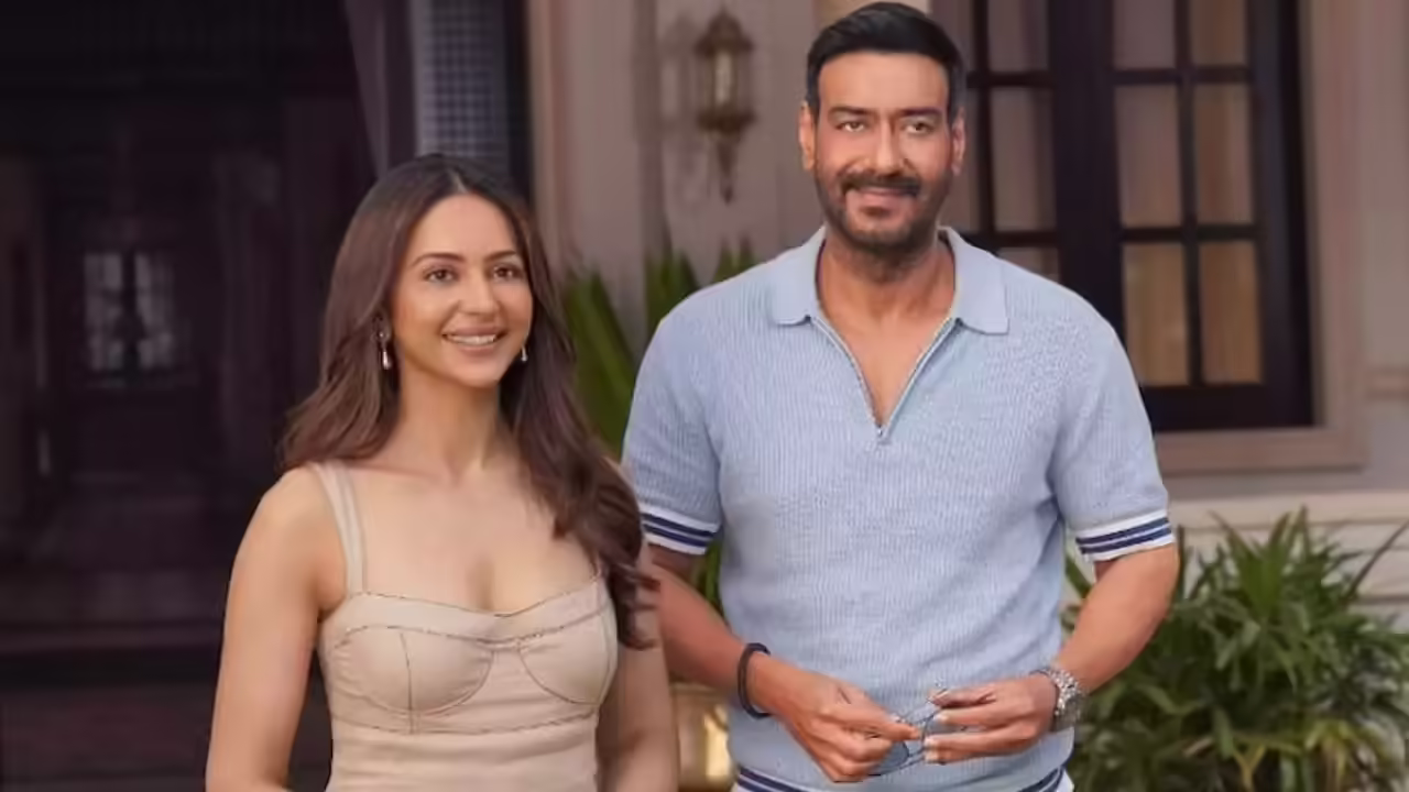 Ajay Devgn and Rakul Preet Singh promoting De De Pyaar De 2 with box office Day 8 collection highlighted
